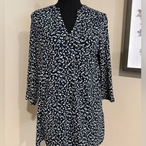 J. Jill Midnight Blue Floral Tunic Top